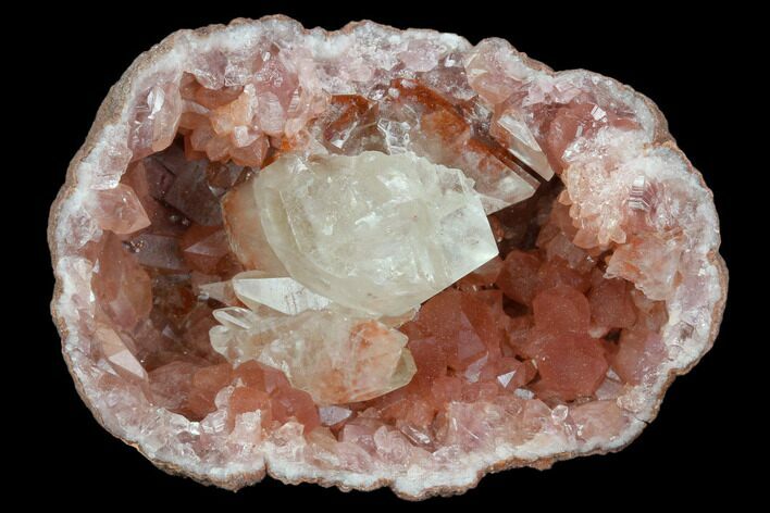 Pink Amethyst Geode Half With Calcite - Argentina #127294